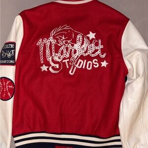 Market Red and White Varsity Jacket